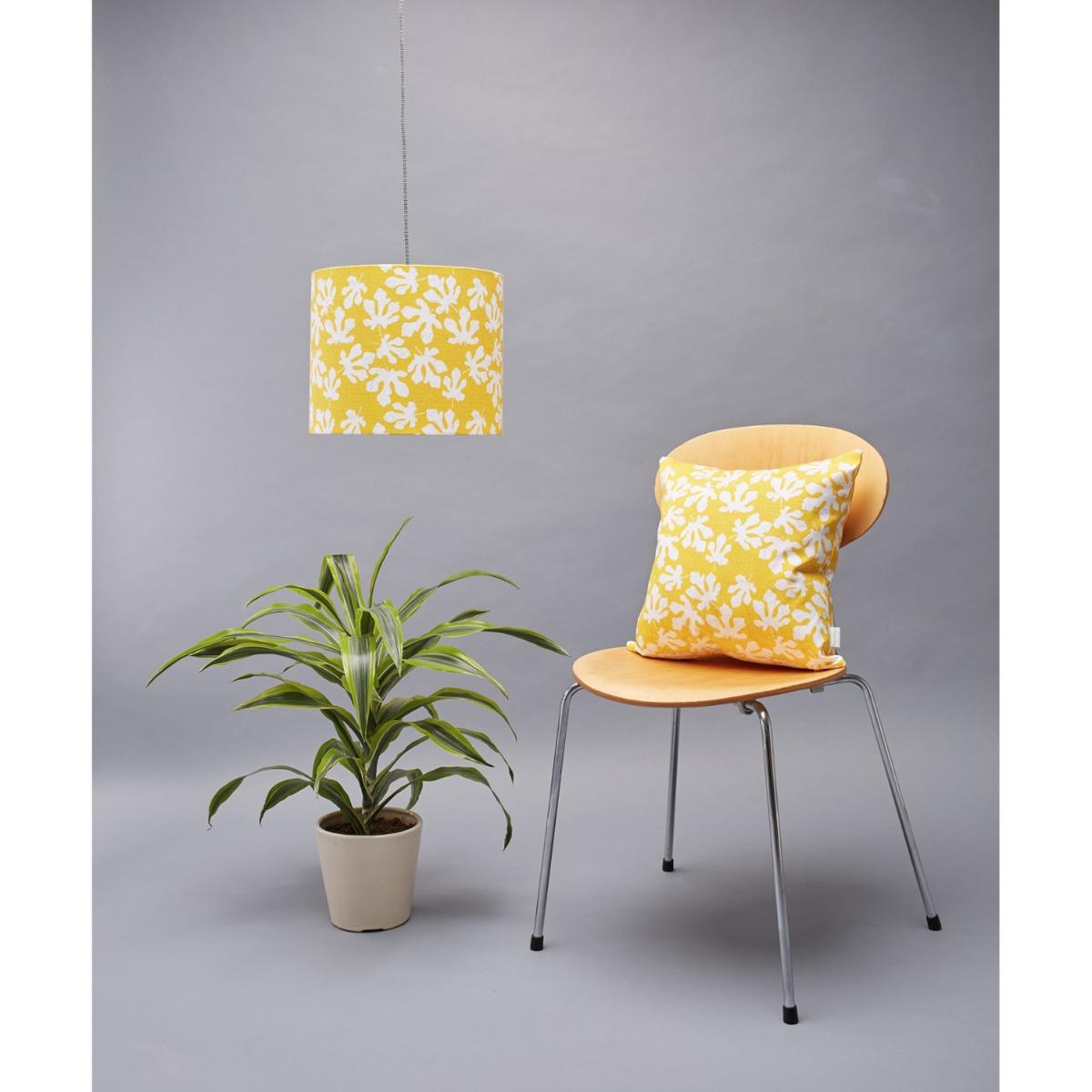 Grey / White / Yellow Fig Leaves Cushion Rosa & Clara Designs – image 3