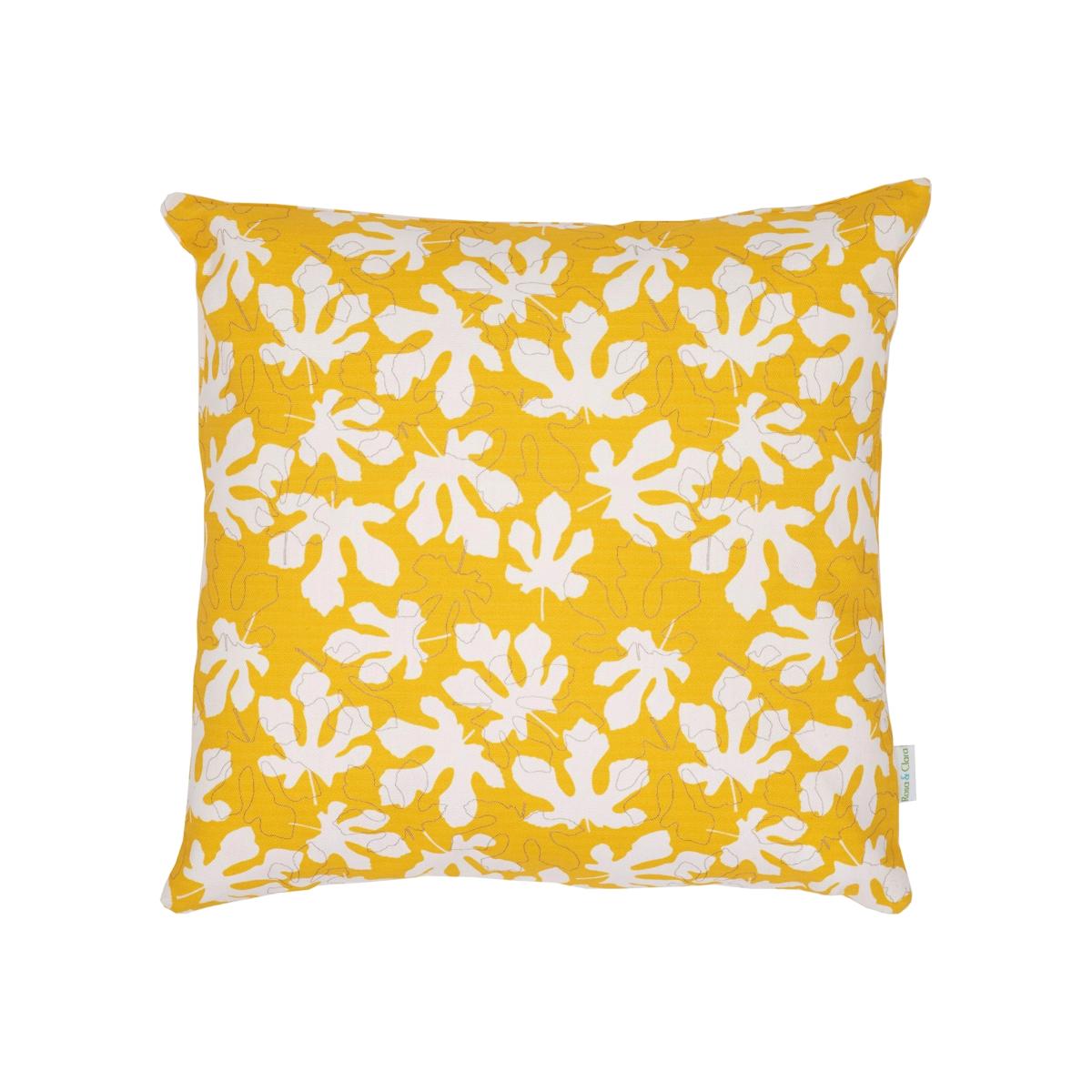 Grey / White / Yellow Fig Leaves Cushion Rosa & Clara Designs – image 1