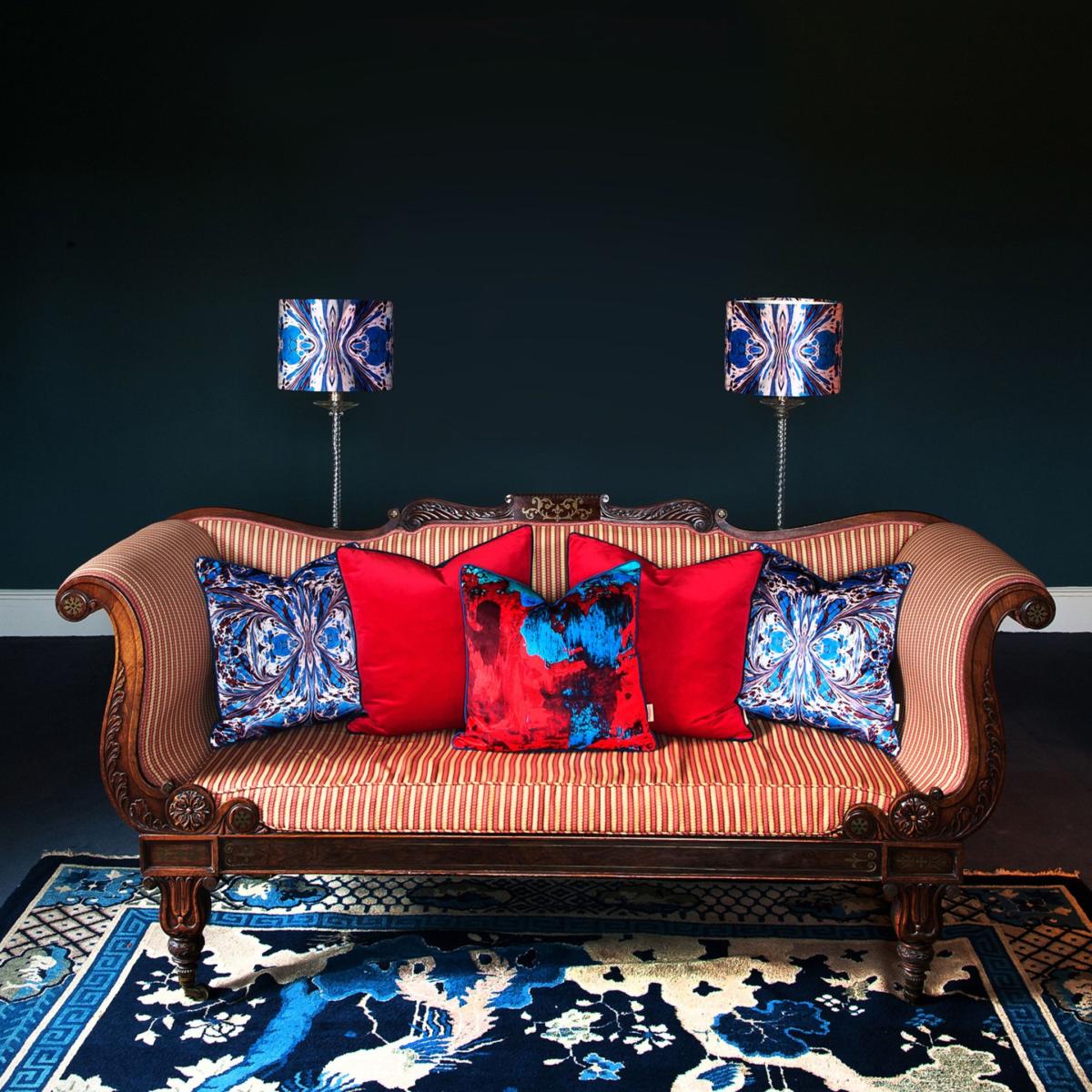 Red / Blue / Black Red Blue Geode Velvet Cushion Susi Bellamy – image 4