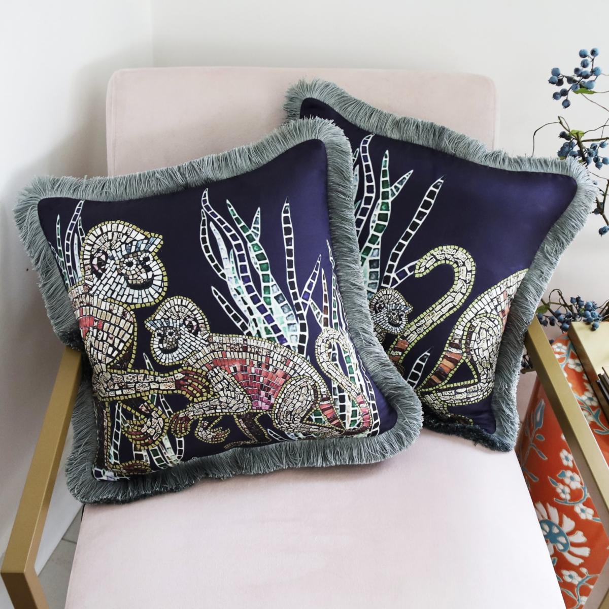 Baby And Mother Monkey Cushion - Navy Cassandra Hone – image 2