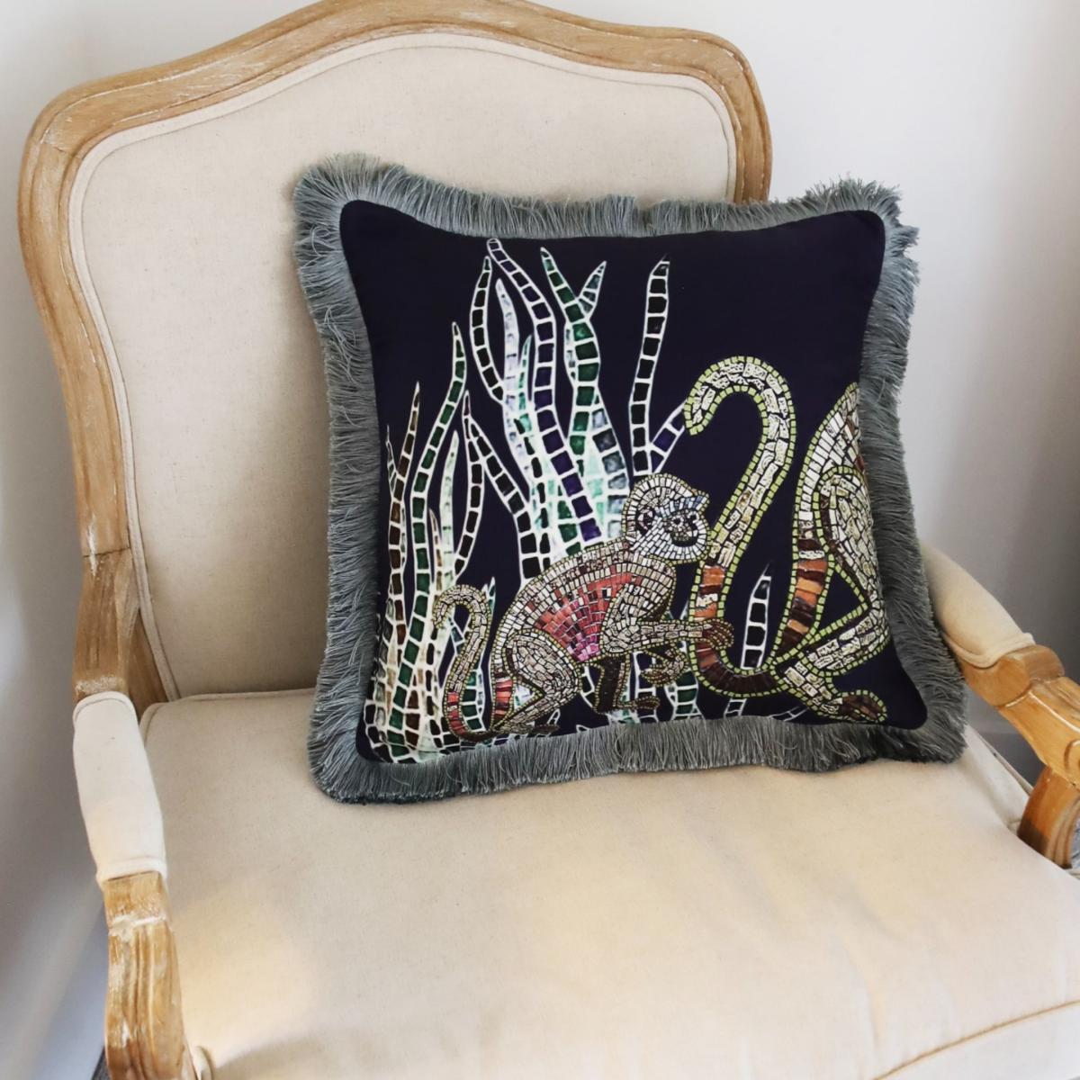 Baby And Mother Monkey Cushion - Navy Cassandra Hone – image 3