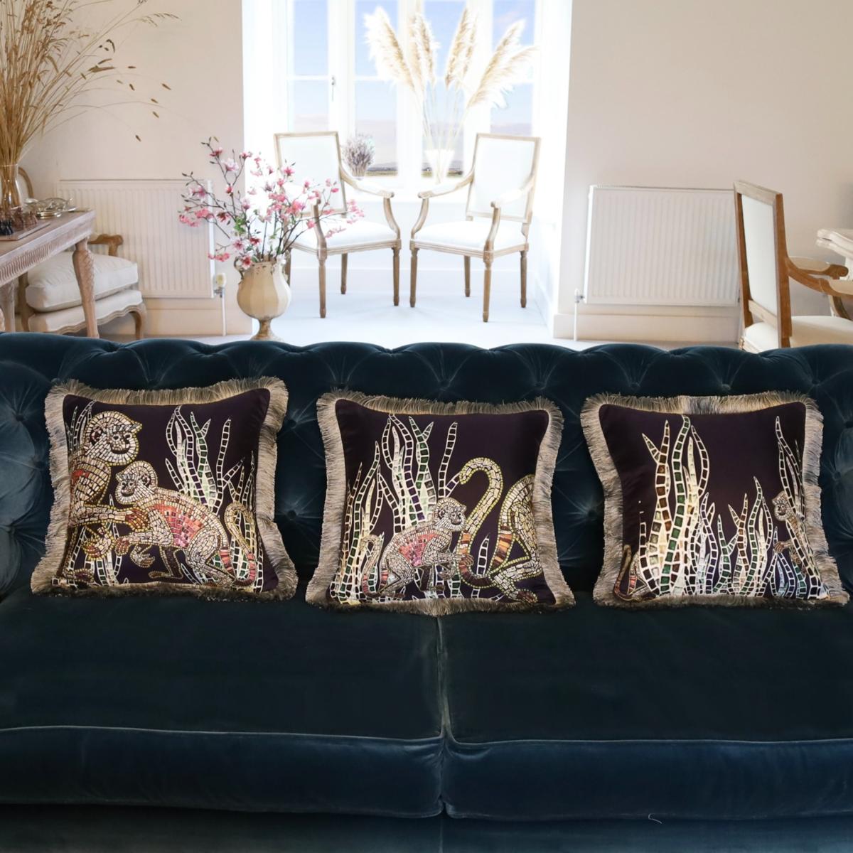 Baby And Mother Monkey Cushion - Navy Cassandra Hone – image 5