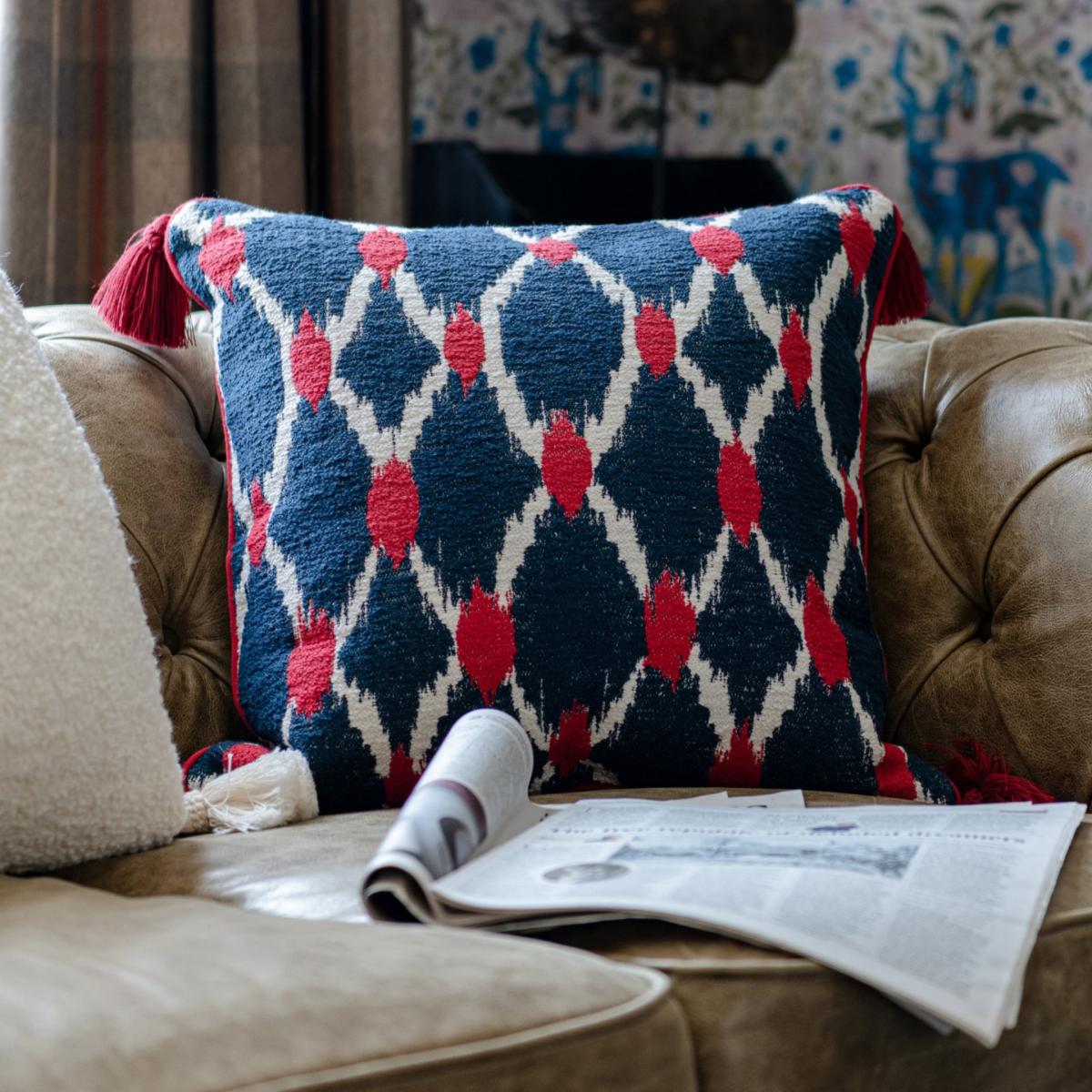 Blue / White / Red Seebensee Square Cushion By Mindthegap – image 2