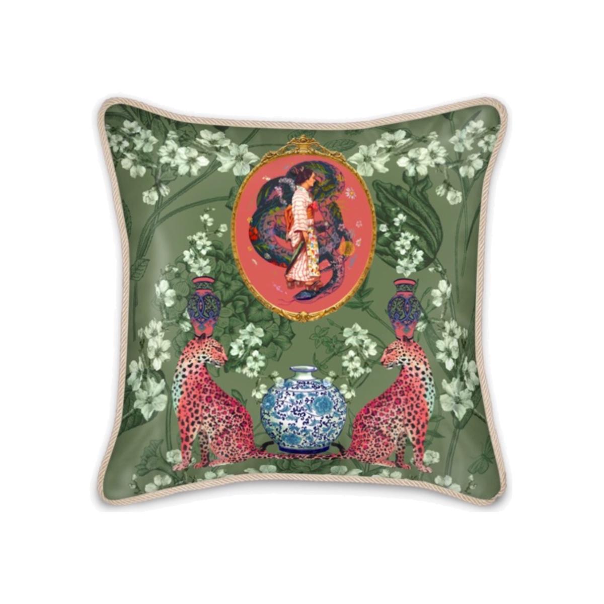 Green Mishcka Spring Silk Cushion Myrtle & Mary – image 1