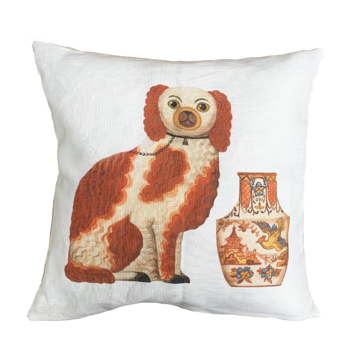 Yellow / Orange Staffordshire Spaniel Cushion Large Dog & Dome – image 2