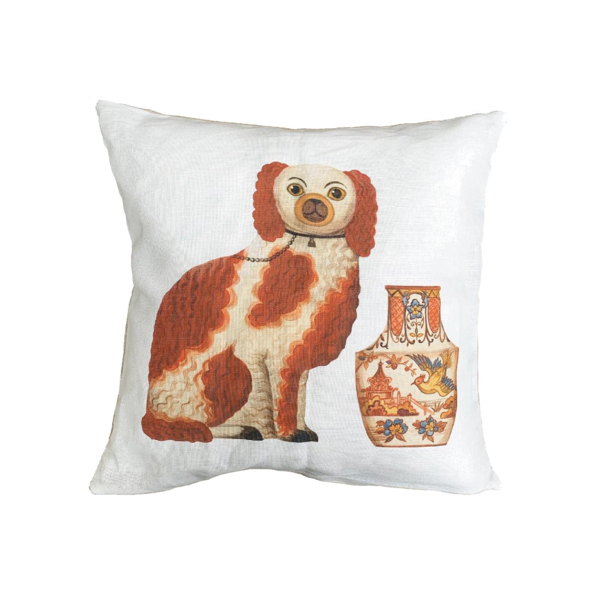 Yellow / Orange Staffordshire Spaniel Cushion Large Dog & Dome – image 1