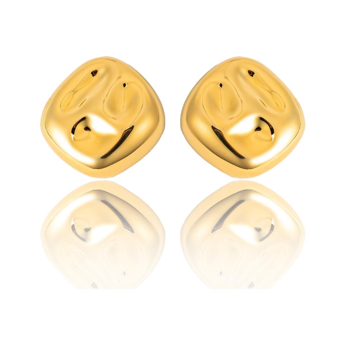 Women's Gold Textured Oversized Cushion Shape Earrings | Shymi – image 1