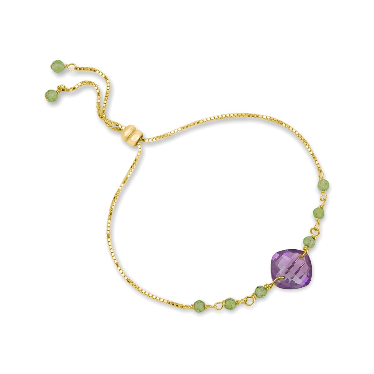 Women's Green / Gold / Pink Cushion Cut Gemstone Bracelet | Mounir London – image 1