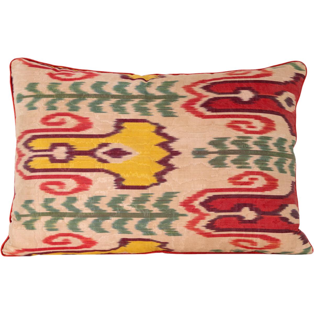 Hand-Woven Reversible Silk Ikat Cushion - Multicoloured Horn & Earring Pattern Anor Living – image 2