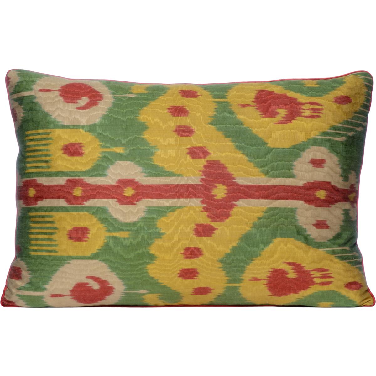 Hand-Woven Reversible Silk Ikat Cushion - Multicoloured Horn & Earring Pattern Anor Living – image 3
