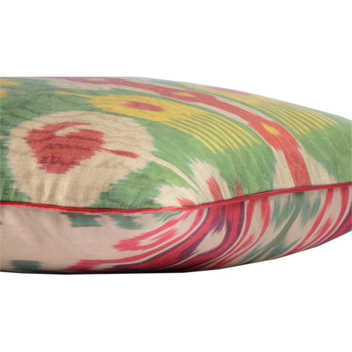 Hand-Woven Reversible Silk Ikat Cushion - Multicoloured Horn & Earring Pattern Anor Living – image 4