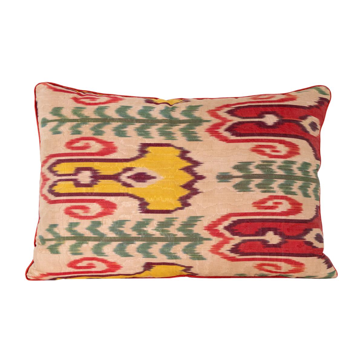 Hand-Woven Reversible Silk Ikat Cushion - Multicoloured Horn & Earring Pattern Anor Living – image 1