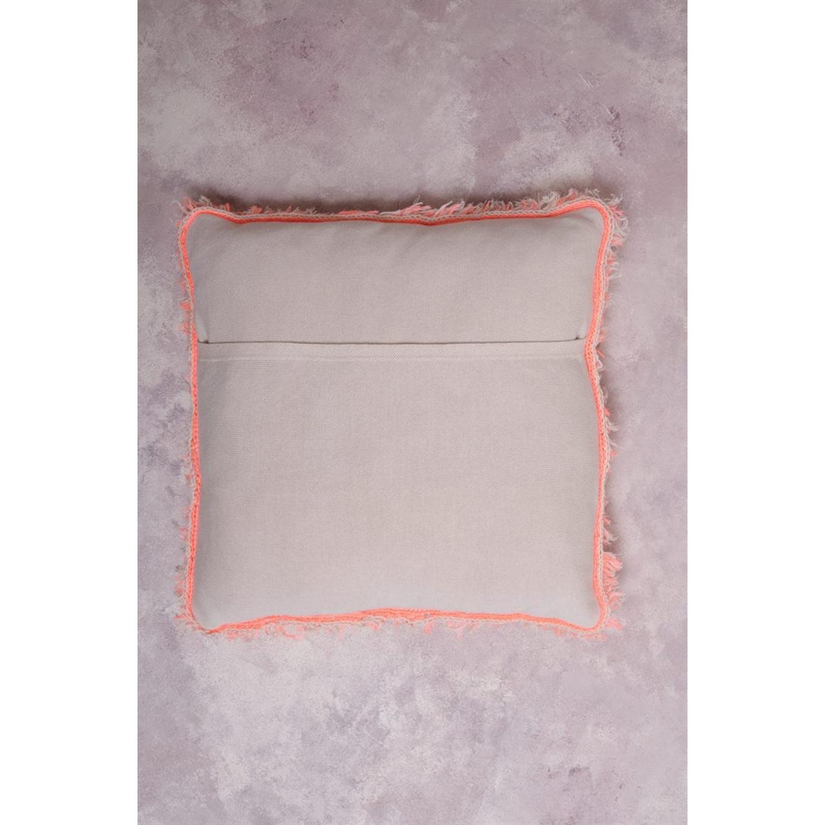 Neutrals Zebra Organic Cotton Knitwear Throw Tasseled Pillow Case - Beige/Neon Orange One Size Peraluna – image 2