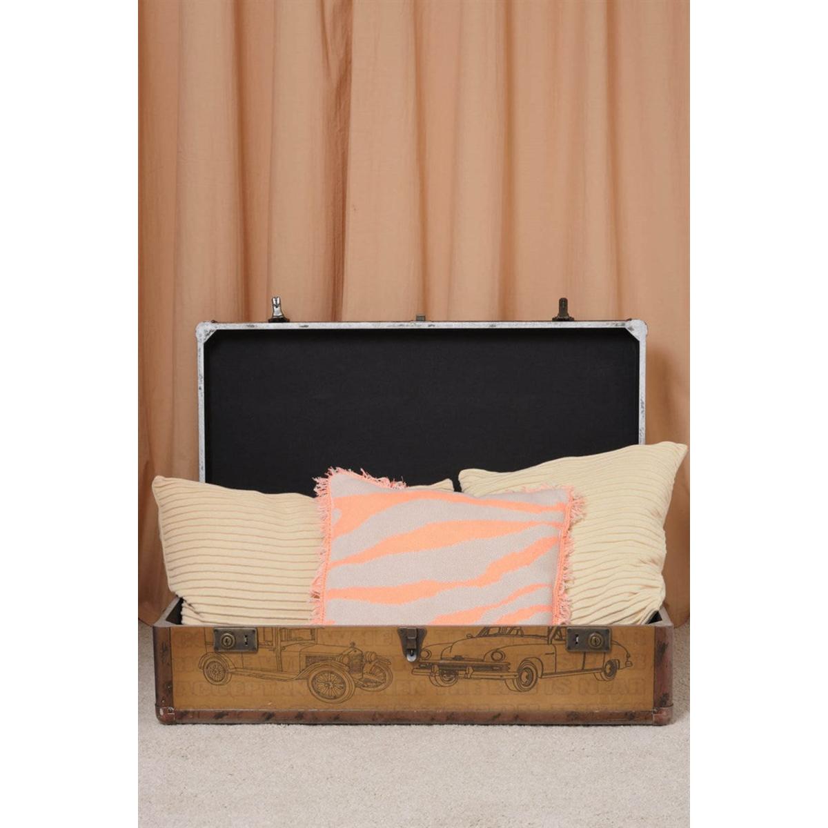 Neutrals Zebra Organic Cotton Knitwear Throw Tasseled Pillow Case - Beige/Neon Orange One Size Peraluna – image 4