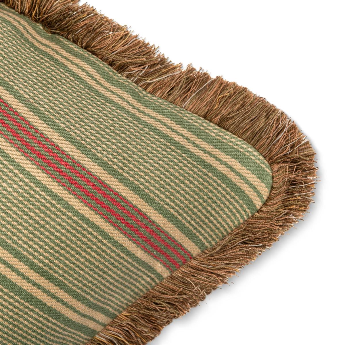 Neutrals / Green / Red Tyrolean Stripes Linen Square Cushion By Mindthegap – image 3