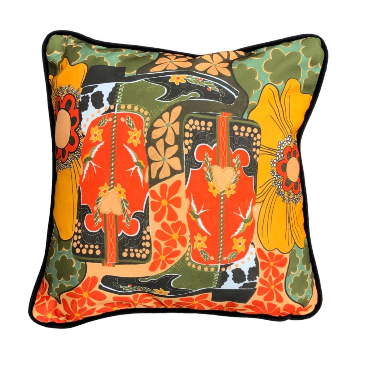 Yellow / Orange Cowboy Boot Cushion One Size The Neighbourhood Threat – image 2