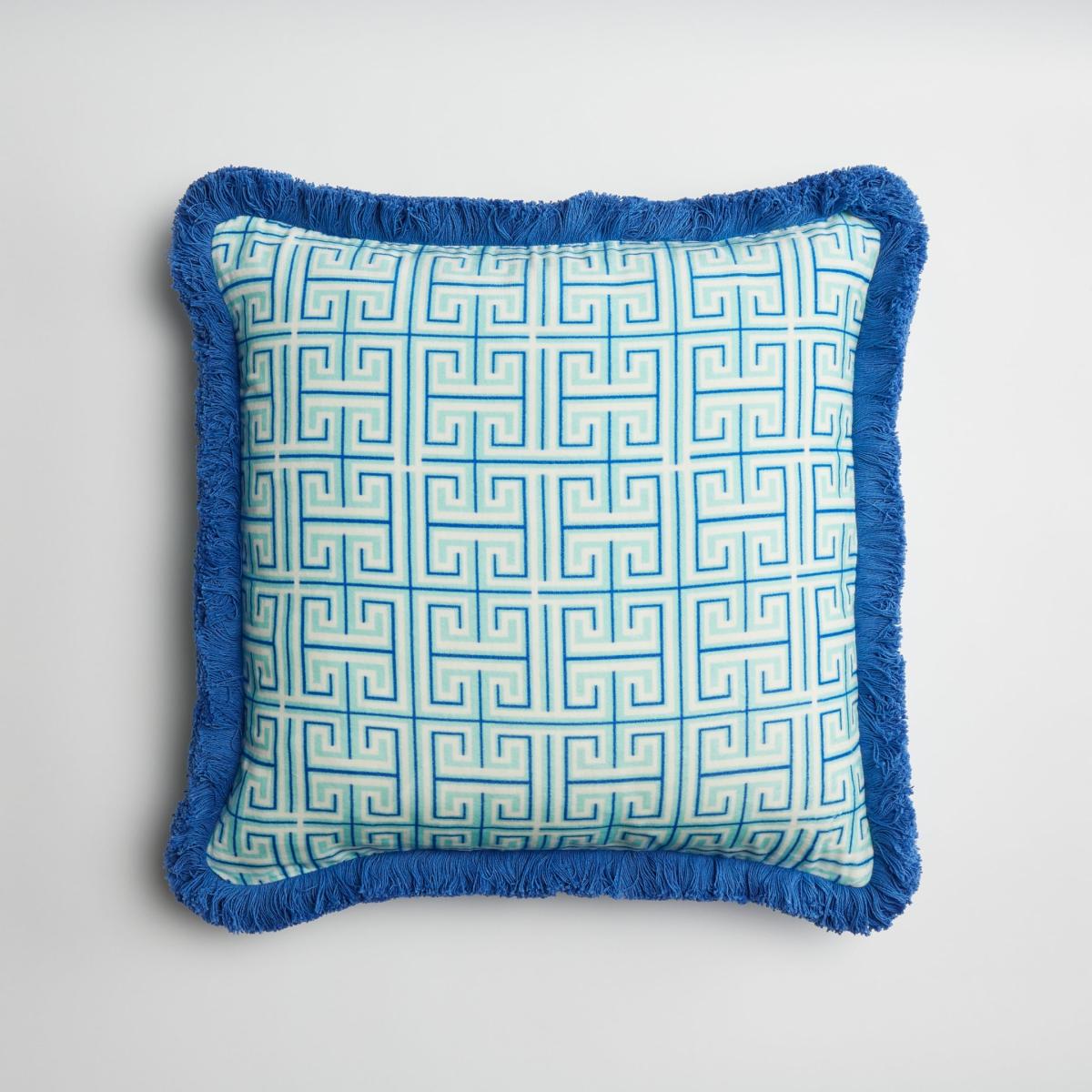 Velvet Printed Reversible Cushion Isla Geo/Aqua Maison Splendid – image 5