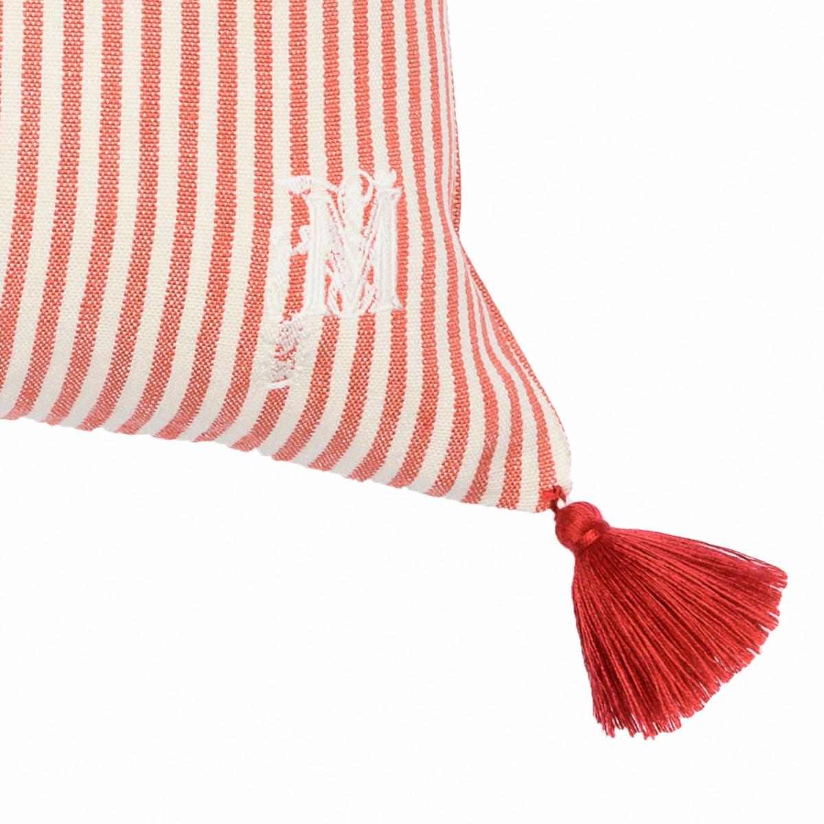 White / Red Rhubarb Stripe Linen Cushion By Mindthegap – image 3