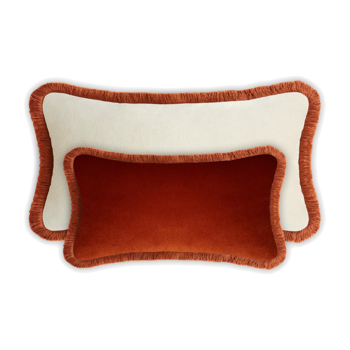Red Couple Velvet Bed Cushions With Fringes Brick Lo Decor