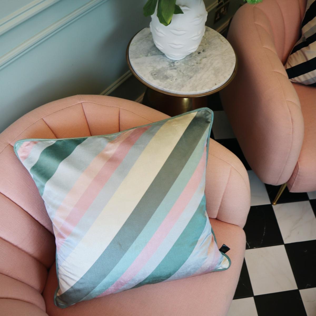 Green / Blue / Pink Liberatzion Tourmaline Velvet Cushion The Curious Department – image 3