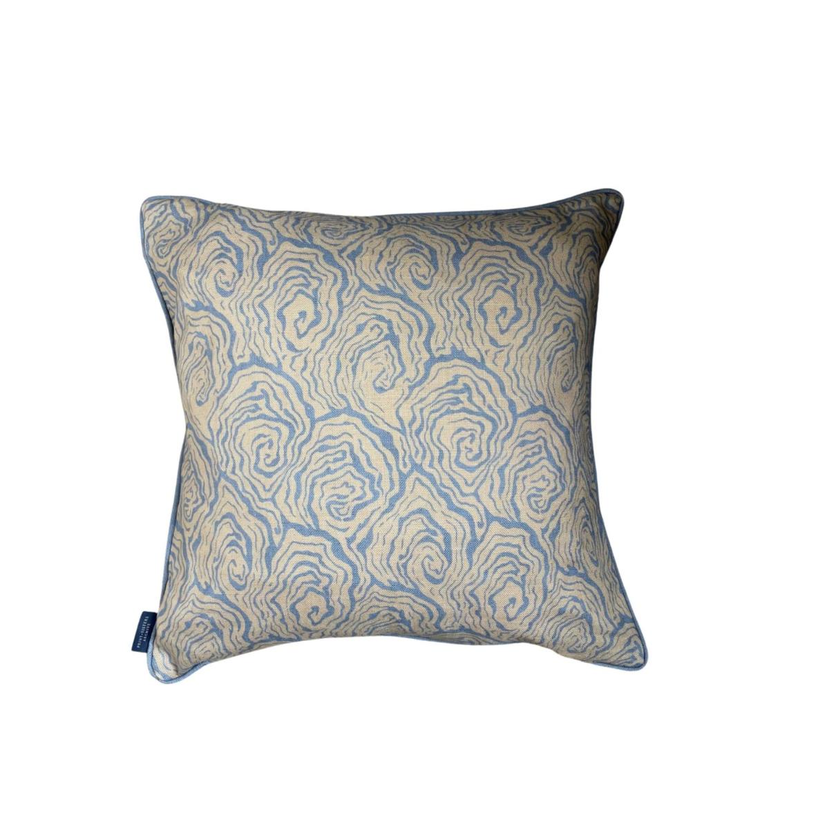 Blue / Neutrals Oysters Cushion In Blue Foam Print~Sisters – image 2