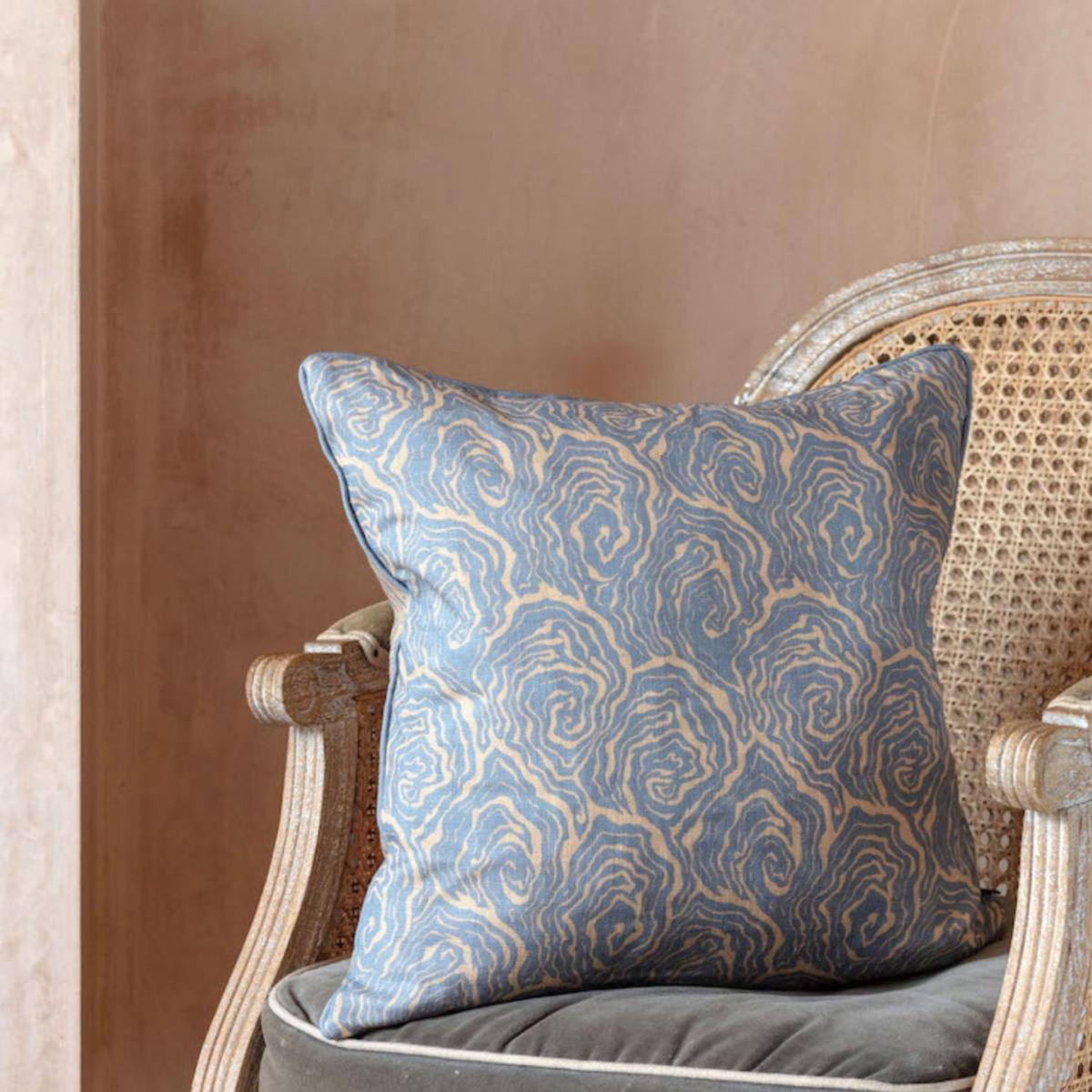 Blue / Neutrals Oysters Cushion In Blue Foam Print~Sisters – image 4