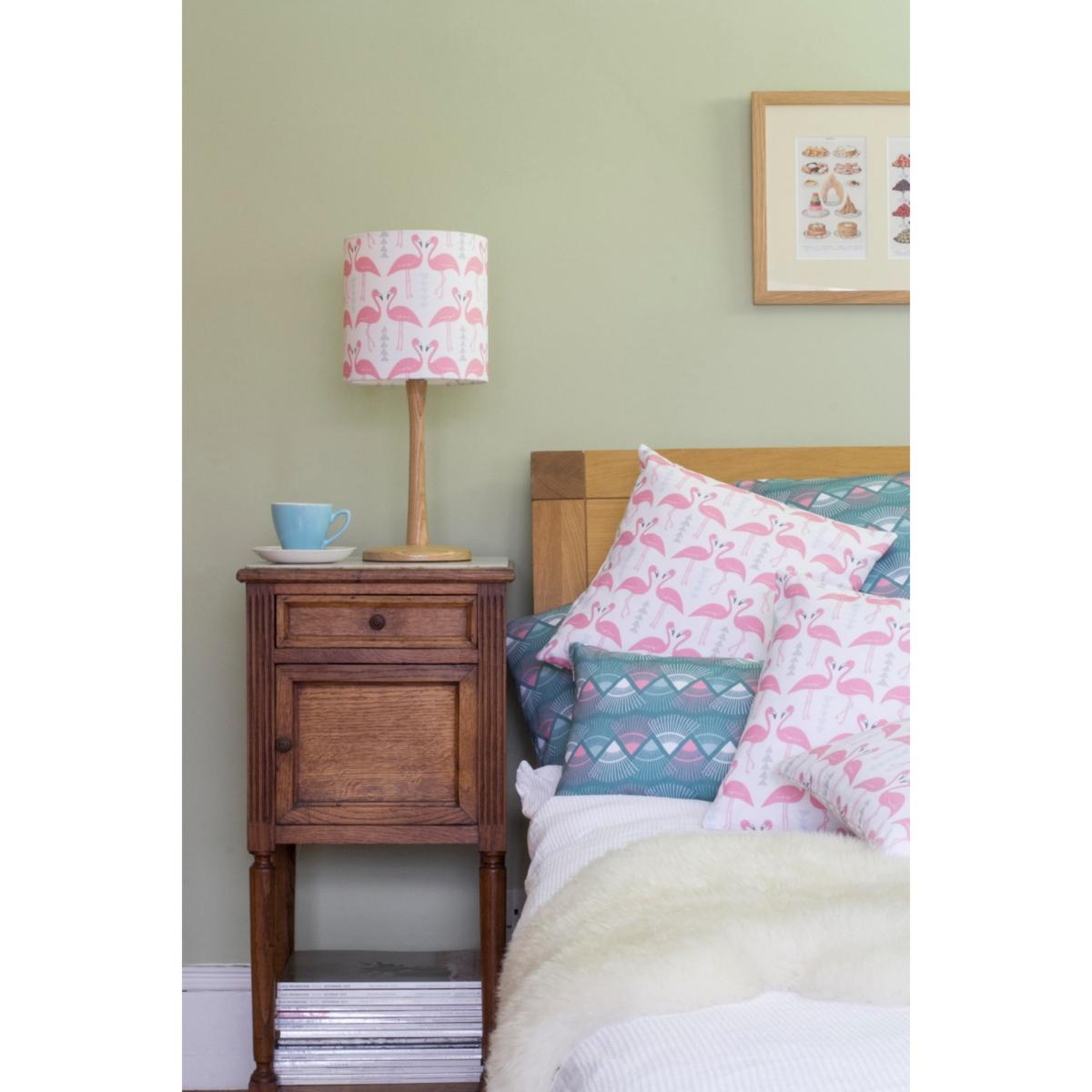 Grey / Pink / Purple Flamingo Flourish Cushion White Rosa & Clara Designs – image 2