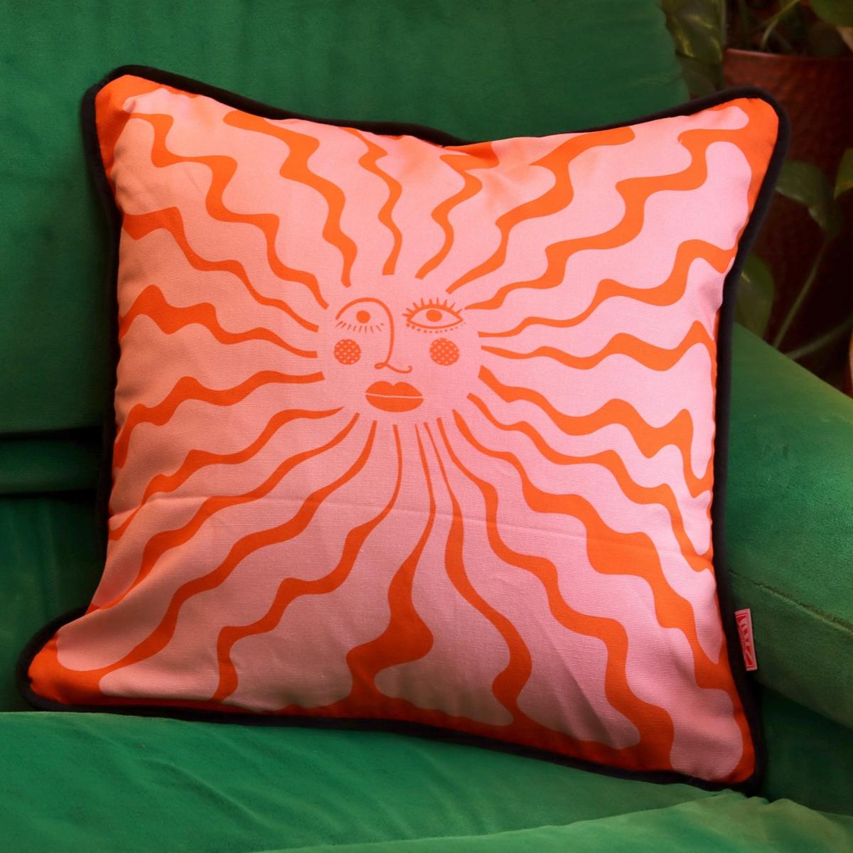 Wavy Sunshine Cushion - Orange/ Pink Small The Neighbourhood Threat – image 3