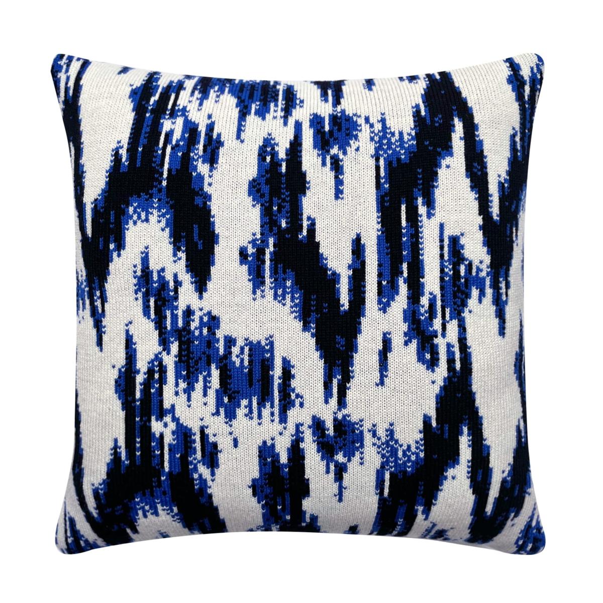 Ikat Wool & Cashmere Knitted Cushion Electric Blue Ingmarson – image 3