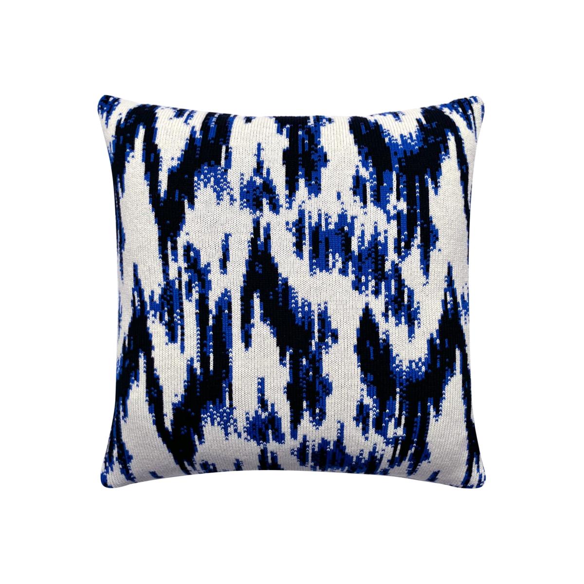 Ikat Wool & Cashmere Knitted Cushion Electric Blue Ingmarson – image 1