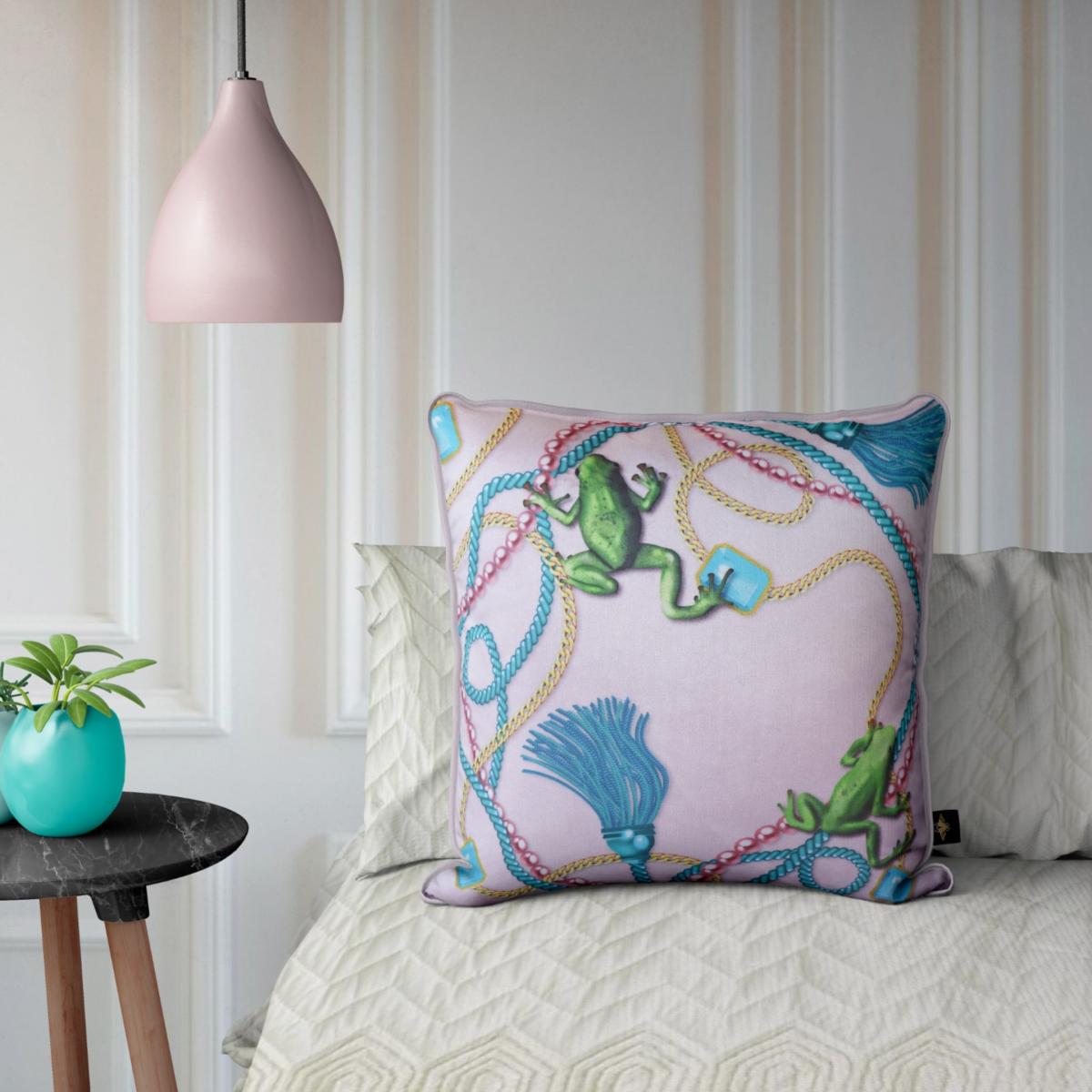 Pink / Purple Tiana Blush Velvet Cushion The Curious Department – image 3