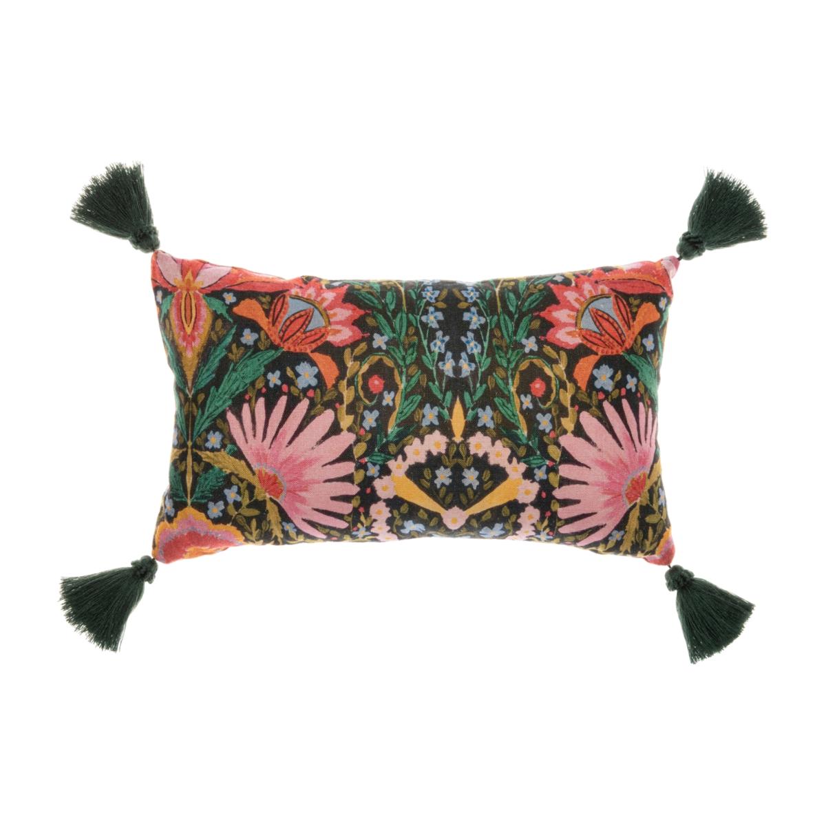Green / Black / Yellow Susie Q Linen Rectangular Cushion By Mindthegap – image 1