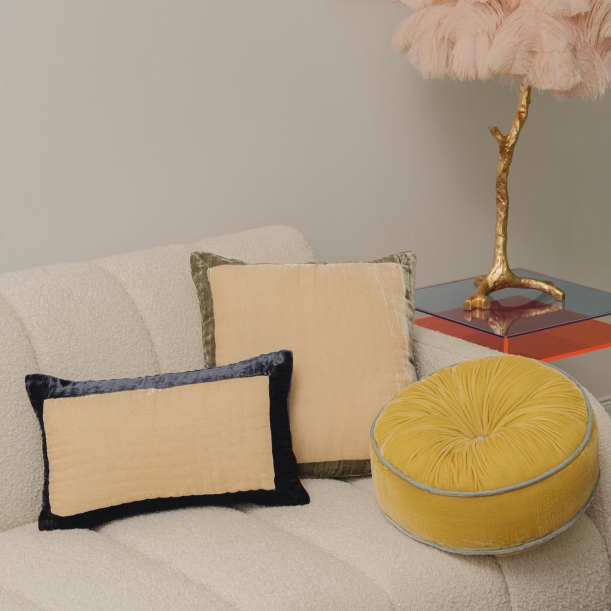 Yellow / Orange Holiday Pumpkin Cushion - Yellow X Duck Egg The Annam House – image 2