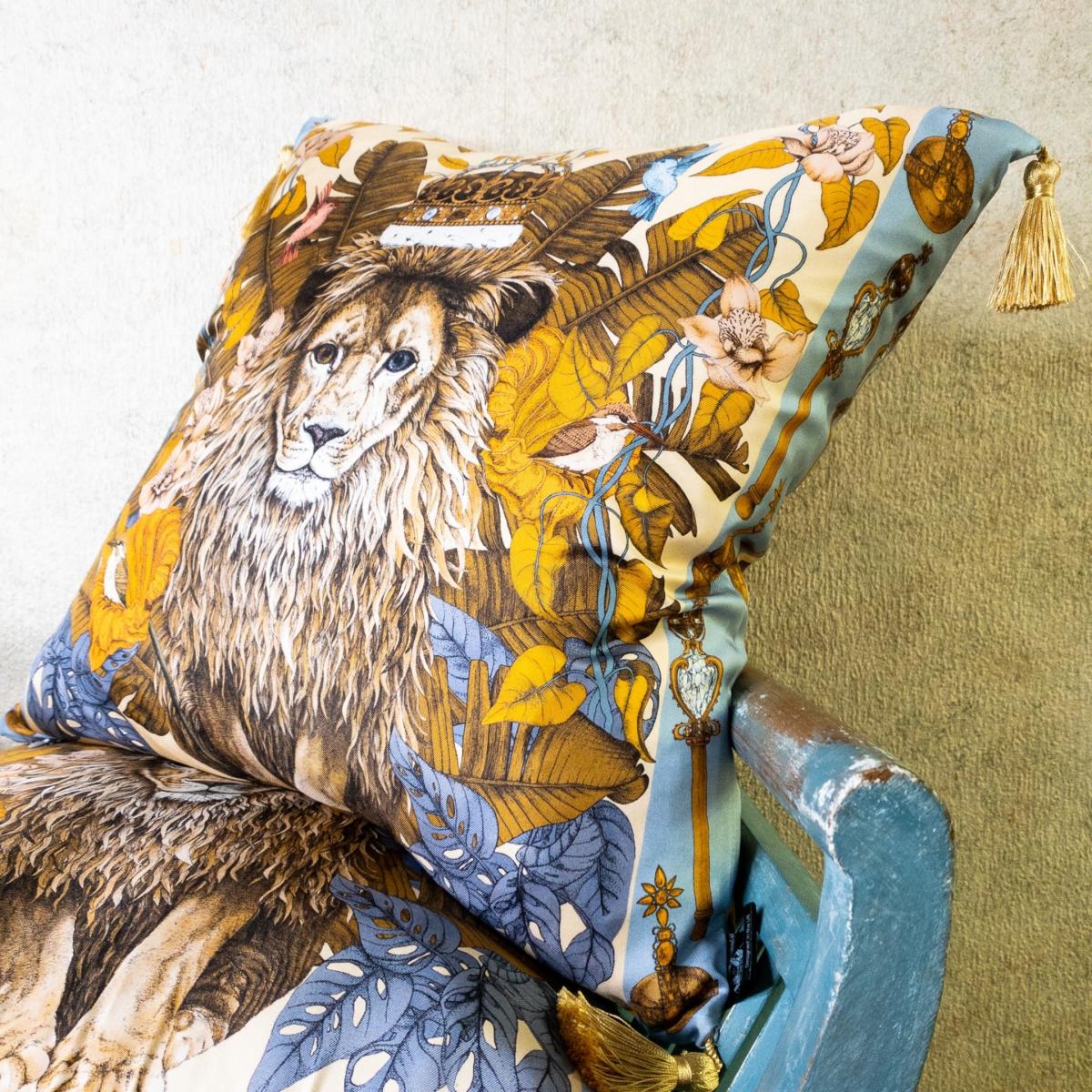Silk Cushion The Mysterious Lion King Gold Large Ilona Tambor – image 3