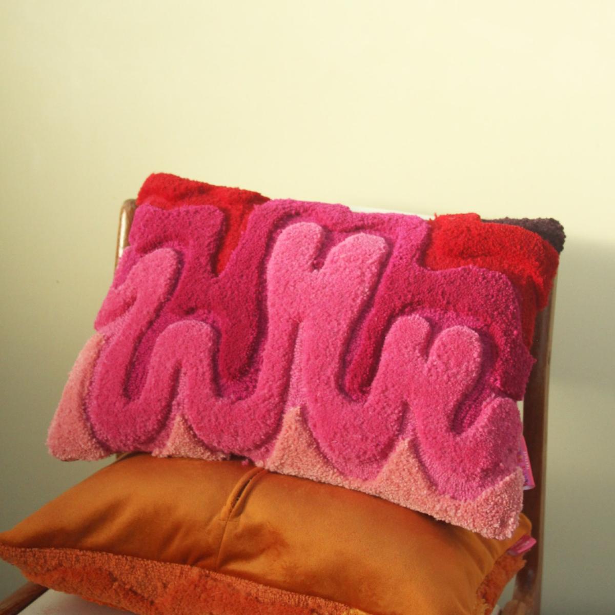 Pink / Purple Rectangular Tufted Cushion - Pink Ellie Pearce Textiles – image 3