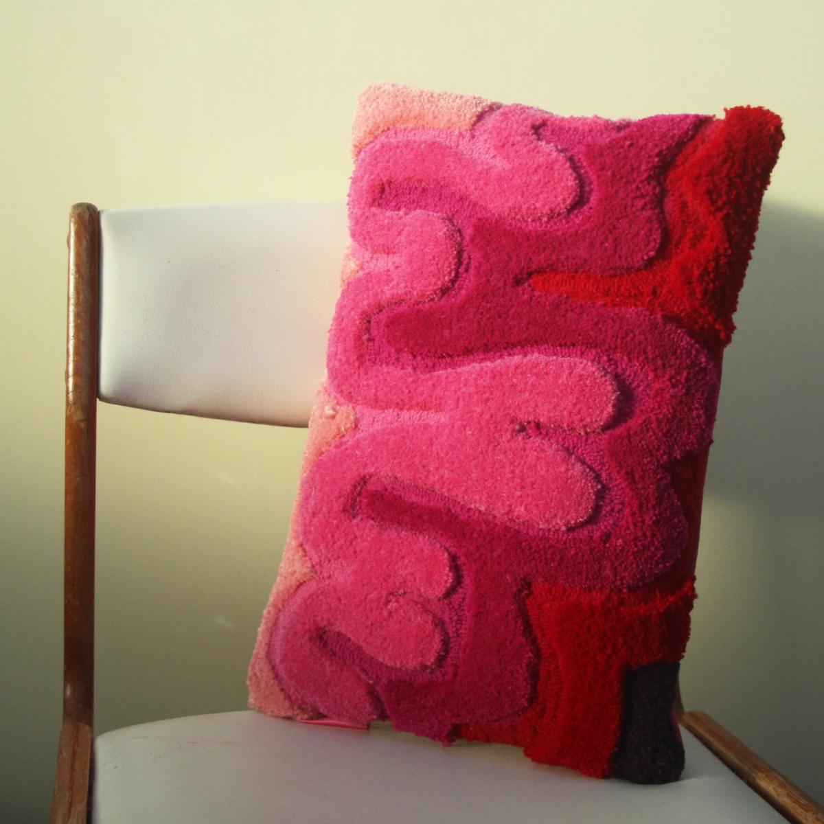 Pink / Purple Rectangular Tufted Cushion - Pink Ellie Pearce Textiles – image 4