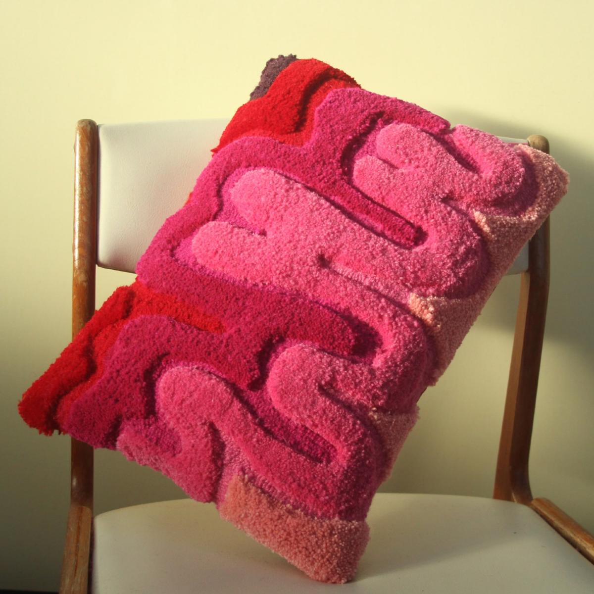 Pink / Purple Rectangular Tufted Cushion - Pink Ellie Pearce Textiles – image 5