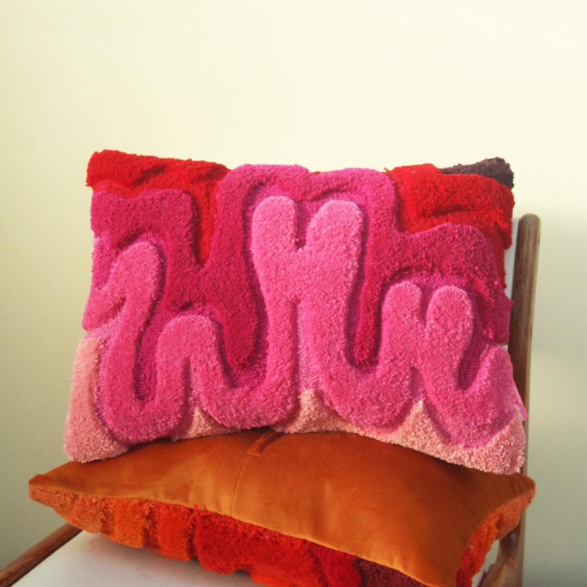 Pink / Purple Rectangular Tufted Cushion - Pink Ellie Pearce Textiles – image 6