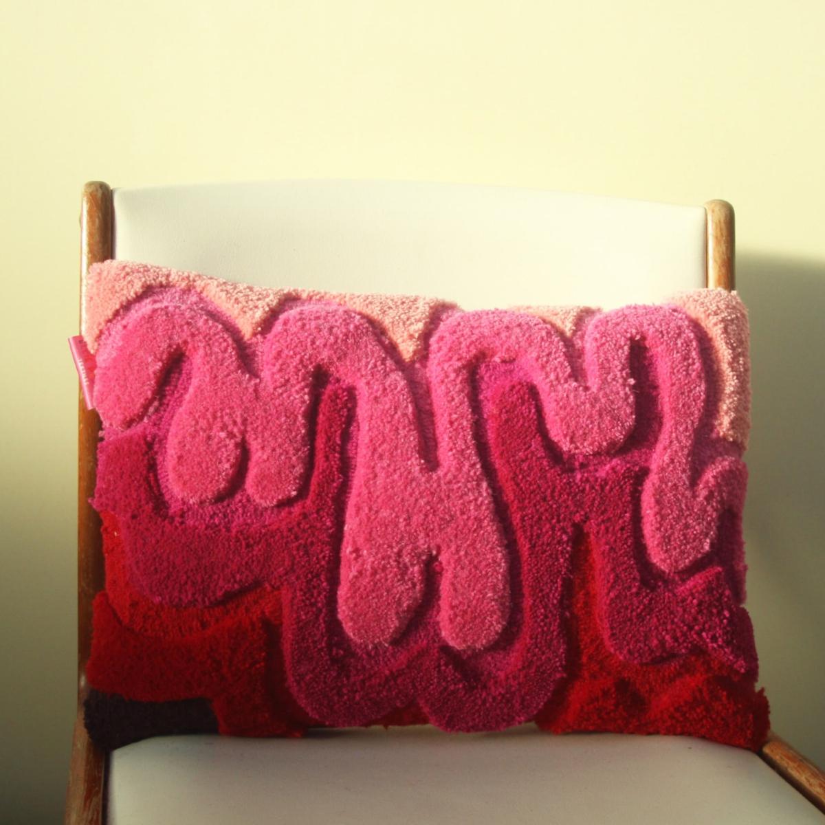 Pink / Purple Rectangular Tufted Cushion - Pink Ellie Pearce Textiles – image 7