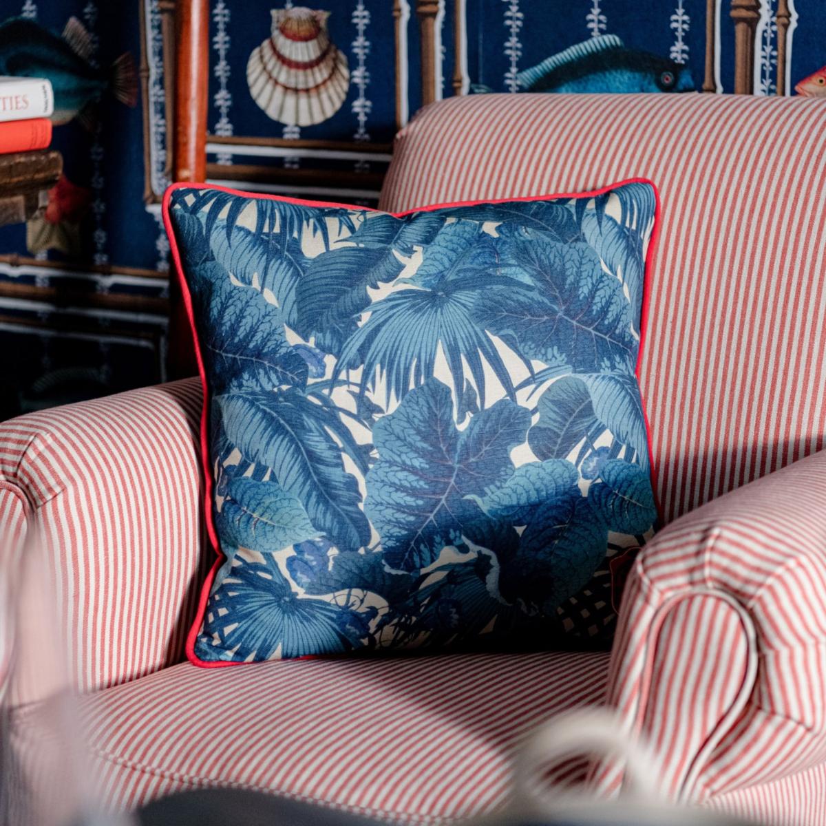 Blue / White / Red Paradeisos Linen Cushion By Mindthegap – image 2