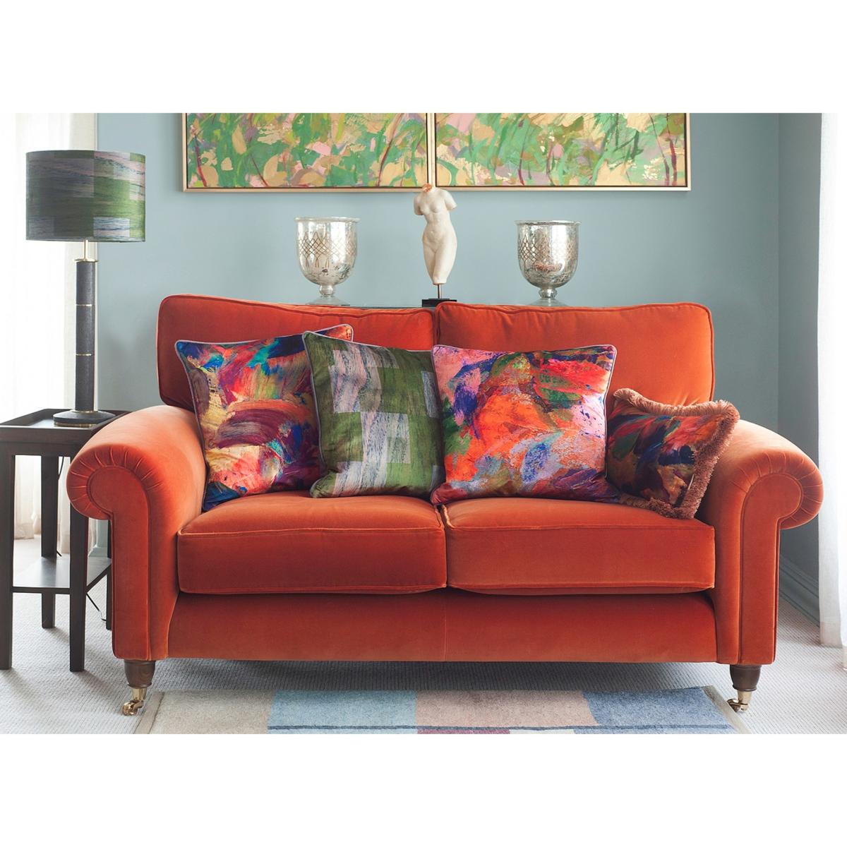Neutrals / Brown / Green Cactus Birch Parquet Velvet Cushion Susi Bellamy – image 3