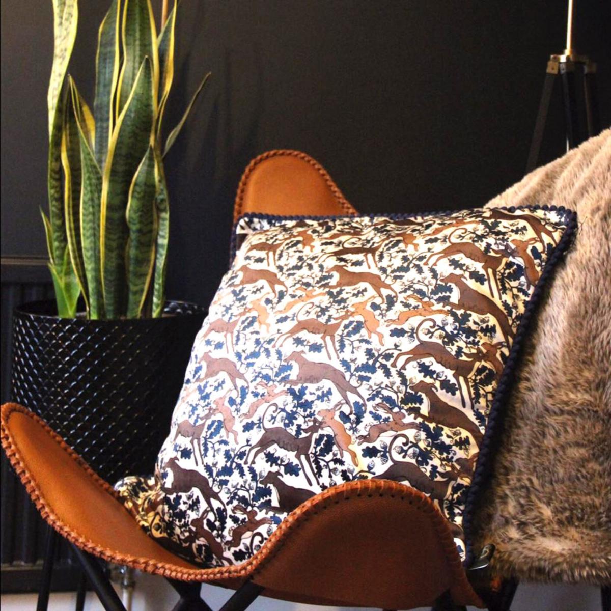 The Rabbit & Whippet Blues Rectangle Cushion Laura B Interiors – image 2