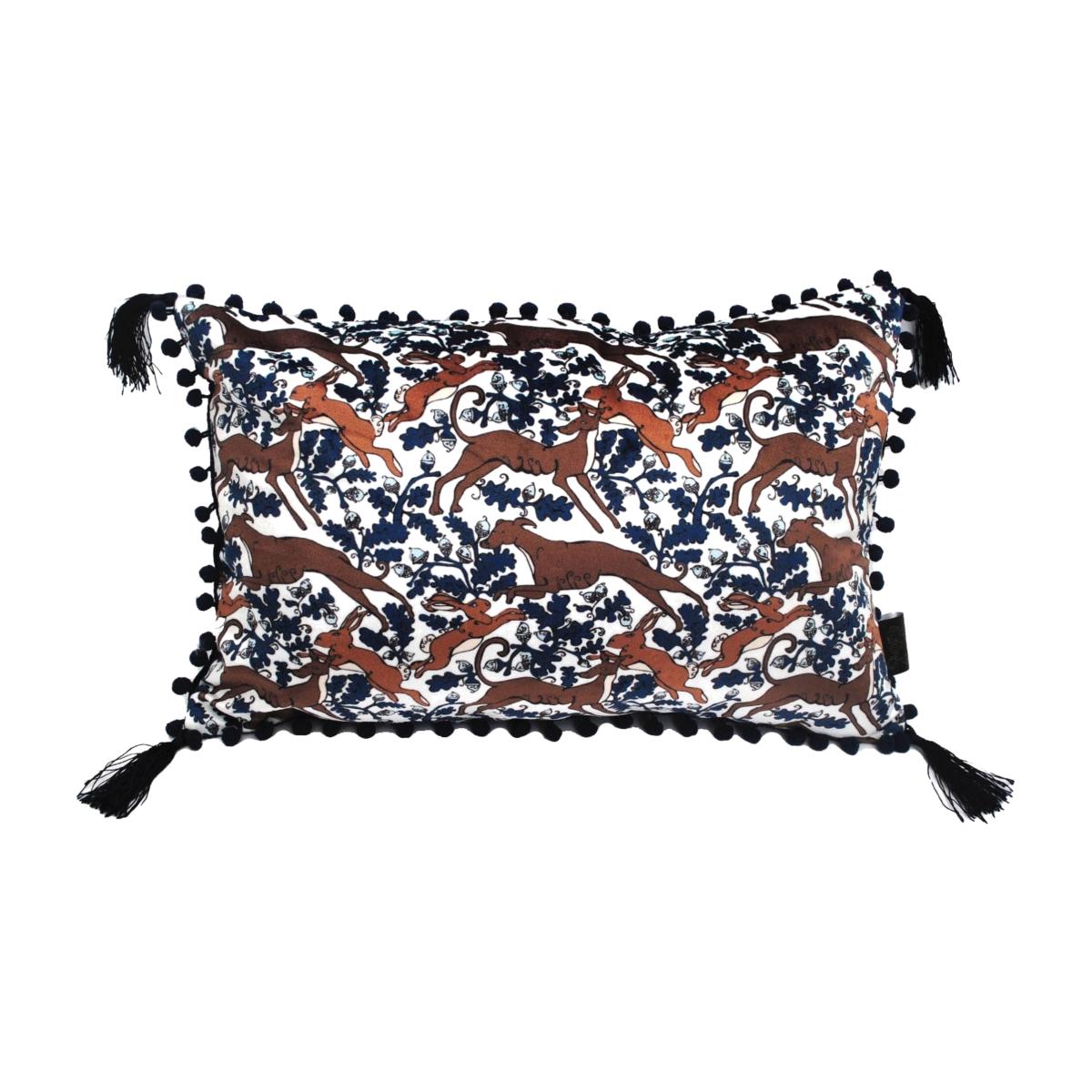The Rabbit & Whippet Blues Rectangle Cushion Laura B Interiors – image 1