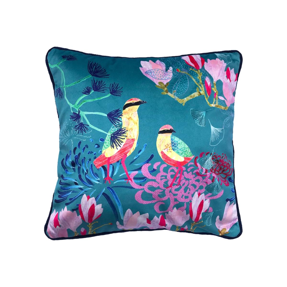 Songbird Velvet Cushion Amanda West – image 1