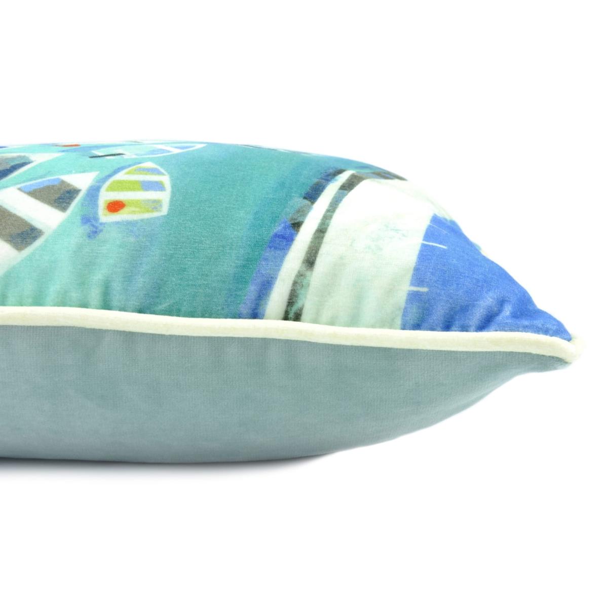 Blue Birds Eye View Velvet Cushion David Watson – image 3