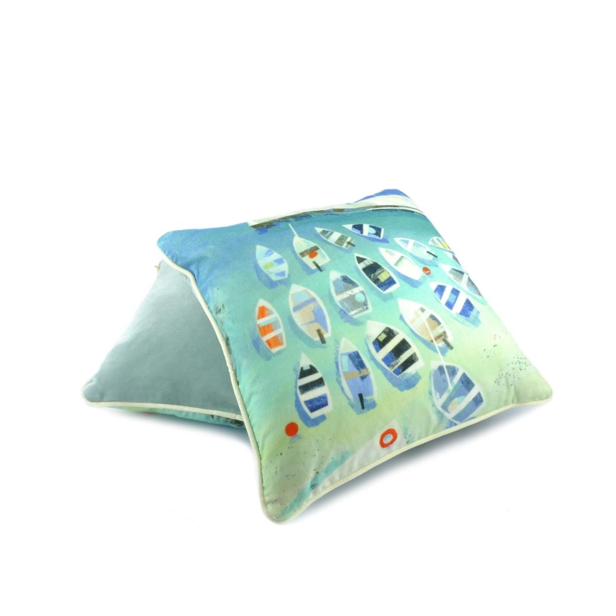 Blue Birds Eye View Velvet Cushion David Watson – image 4