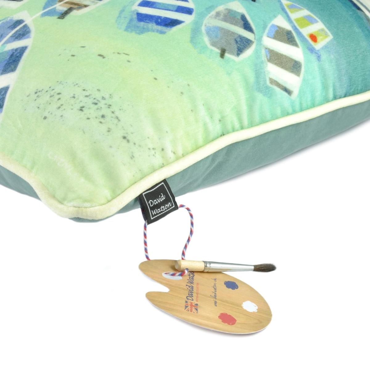Blue Birds Eye View Velvet Cushion David Watson – image 5