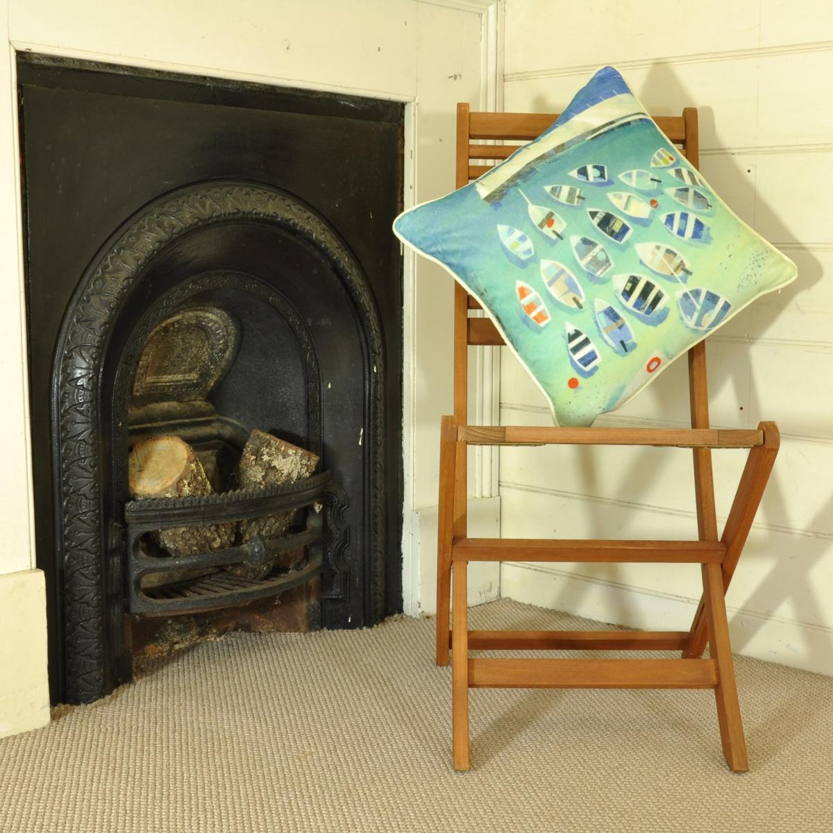 Blue Birds Eye View Velvet Cushion David Watson – image 1