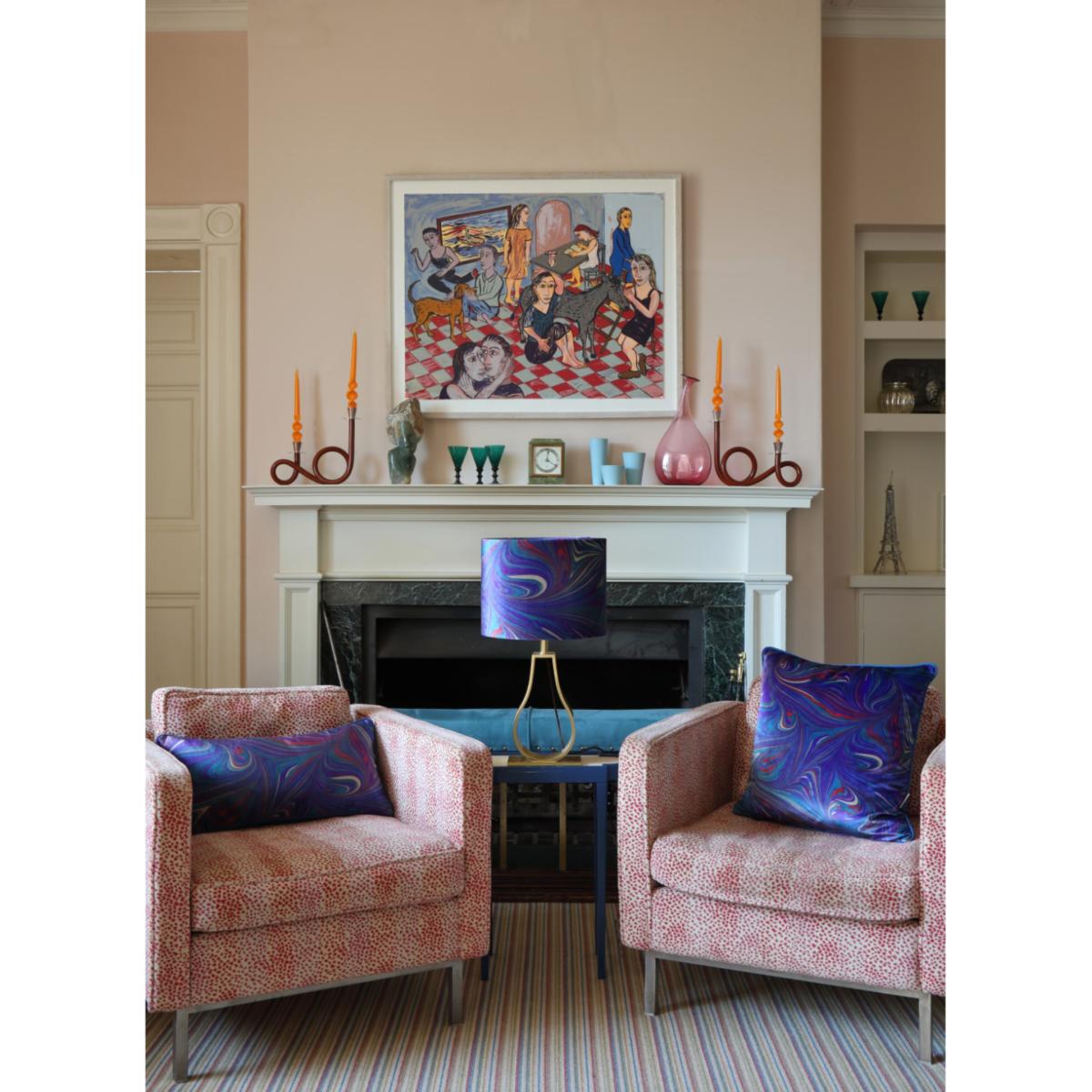 Blue / Red / Pink Blue Cosmos Velvet Cushion One Size Susi Bellamy – image 4