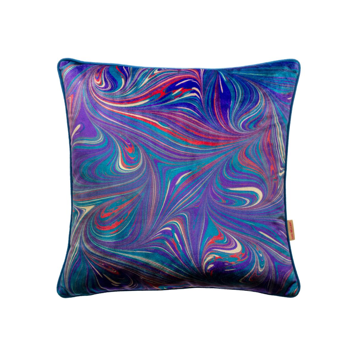 Blue / Red / Pink Blue Cosmos Velvet Cushion One Size Susi Bellamy – image 1